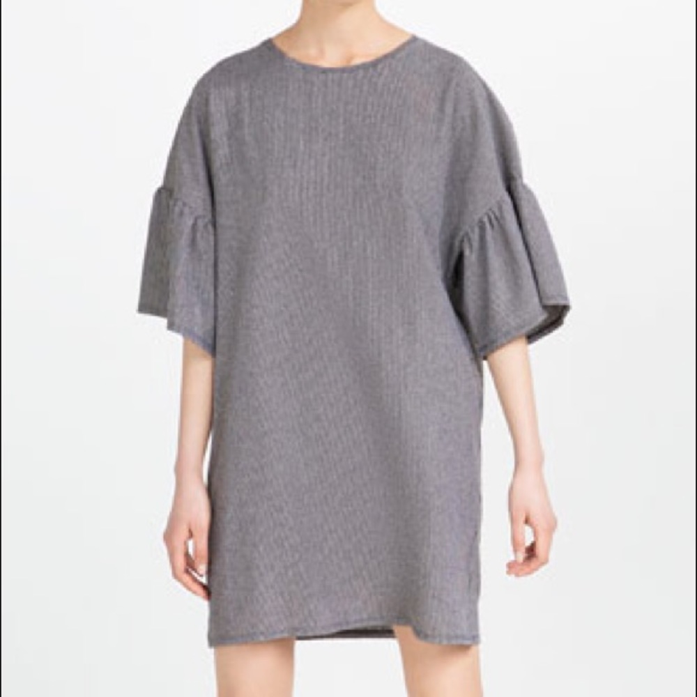 Zara Pinstripe Dress (w/ frill sleeves)